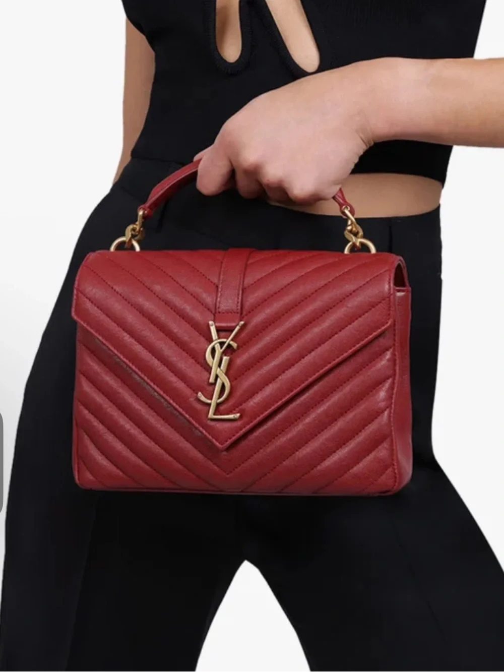 Saint Laurent Medium College Burgundy Bag
